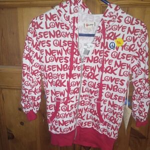 Olsenboye Kids Hoodie with Pink and White Print